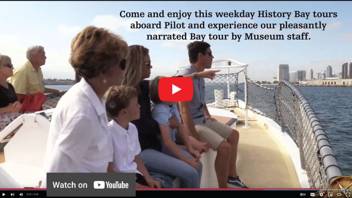 Image still that will open a youTube link playing a video of the Historic Bay Cruise aboard Pilot on youTube servers